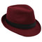 Men Women Woolen British Gentleman Solid Brimmed Jazz Cap - Red