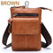 Man Vintage Genuine Leather Large Capacity Waist Bag Crossbody Bag Multi-function Phone  Bag - Brown 3