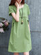 Front Open Solid Color Maternity Comfy Nursing Dresses - Green