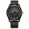 Luxury Business Watches Genuine Leather Men's Watches Big Dial Luminous Hand Black Watches - Orange
