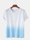 Men 100% Cotton Gradient Color Casual T-Shirt - Blue