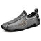 Men Microfiber Leather Non Slip Daily Slip On Casual Driving Shoes - Gray