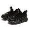 Unisex Kids Sports Breathable Fabric Knitted Comfy Flame Sole Casual Running Shoes - Black