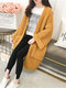 Solid Color Middle and Long Paragraph Sweater Cardigan - Green