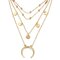 Bohemian Multilayer Silver Gold Necklace Round Slice Beads Chain Moon Pendant Necklace for Women - Gold