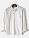 Mens Brief Style Solid 100% Cotton Henley Shirt With Pocket - White