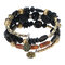 Bohemian Colorful Stone Long Bracelet Multilayer Rhinestone Bead Bracelet Gift for Her Him - Black