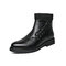Men Brief Side-zip Slip Resistant Pure Color Casual Sock Short Calf Boots - Bright Black