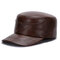 Men's PU Leather Warm Winter Flat Hat Casual Ourdoors Vintage Adjustable Military Cap - Brown