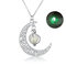 Colar luminoso unissex da moda para o dia das bruxas lua abóbora oca Pingente colar joias presentes - Verde