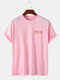 Mens Japanese Drinks Back Print Short Sleeve Cotton T-Shirts - Pink