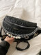 Pearl Chain Detachable Shoulder Strap Exquisite Hardware Stitch Craft Chest Bag - Black
