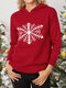 Christmas Snowflake Pattern Long Sleeve Casual Hooded Sweater - Red