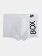 Men Sexy Cotton Boxer Briefs Comfortable Monogrammed Patchwork Underwear - White