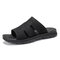 Menico Mens Open Toe Beach Shoes Slip On House Slippers - Black