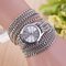 Trendy Mental Winding Chain Watch Gold Alloy Bracelet Quartz Watch For Women Waist Watch - Silver