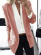 Solid Color Slim Suit Long Sleeve Jacket For Women - Pink