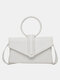 Women Solid Ring Candy Colors Crossbody Bag Handbag - White