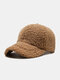 Unisex Lambswool Plush Solid Color Thickened Warmth All-match Baseball Cap - Khaki