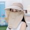 Women Solid Color Multifunction Cover Face Ponytail Cap Sunscreen Shawl Sun Cap - Khaki