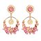 Sweet Fresh Drop Earrings Vintage Flower Big Round Earrings Alloy Women Drop Earrings - Pink