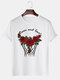 Mens Cotton Slogan Rose Print Crew Neck Casual Short Sleeve T-Shirts - White