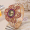 Vintage Geometric Large Flower Disc Bracelet Watch Personality Rhinestone Quartz WristWatch - Rose Red