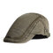 Mens Cotton Embroidery Sunshade Berets Caps Casual Travel Painter Forward Hat - Army Green