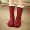 Women Plus Velvet Thick Floor Socks Home Non-slip Bottom Socks Breathable Warm Socks - Wine Red