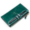RFID Oil Wax Genuine Leather 17 Card Slot Wallet Multi-function Phone Purse Solid Coin Bag - Green