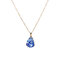 Vintage Colorful Geometric Natural Stone Pendant Necklace Irregular Water Drop Chain Necklace - Blue