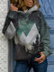 Starry Sky Landscape Print Plus Size Casual Hoodie - Green