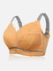 Plus Size Wireless Lightly Lined Full Cup Gather Lace J Cup Yellow Bras - Yellow