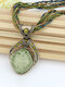 Bohemian Handmade Beaded Necklace Vintage Rhombus Diamond Pendant Necklace - Green