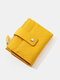 Women Artificial Leather Elegant Zip Design Bi-fold Short Wallet Large Capacity Stylish Purse - Yellow