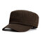 Men Sunshade Breathable Cotton Military Hat Travel Casual Solid Color Flat Cap - Coffee