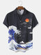 قمصان رجالي بأكمام قصيرة بطبعة Ukiyoe من Wave & Carp - القوات البحرية