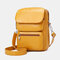 Women Zipper PU Solid Casual Crossbody Bag Shoulder Bag - Yellow
