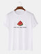 Mens Watermelon Slogan Print Crew Neck Cotton Short Sleeve T-Shirts - White
