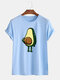 Mens Funny Cartoon Avocado Printed Casual O-neck Short Sleeve T-shirt - Light Blue