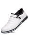 Men Metal Buckle Pointed Toe Slip On Business Casual Shoes - White