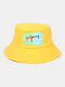 Women & Men Letter Embroidery Pattern Casual Outdoor Visor Bucket Hat - Yellow