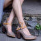Large Size Women Ladies Splicing Pointed Toe Buckle Chunky Heel Pumps - Gray1