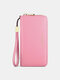 JOSEKO Women Genuine Leather RFID Antimagnetic Wallet Multiple-card Slots Large-capacity Multifunctional Zipper Clutch Bag - Pink