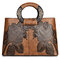 Women Vintage Embossed Tote Handbag Large Capacity National Crossbody Bag - Brown