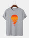 Mens 100% Cotton Sunrise Print Crew Neck Short Sleeve T-Shirts - Gray