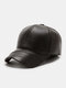 Men PU Plus Velvet Patchwork Letter Pattern Embossing Built-in Ear Protection Warmth Baseball Cap - Coffee