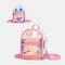 Women 2Pcs Transparent Jelly Multi-carry Mini Backpack Crossbody Bag Handbag - Pink