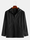 Mens National Style Plain Long Sleeve Buttons Loose Thin Casual Hoodies - Black