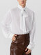 Corbata transparente de gasa para hombre Cuello Manga larga Camisa - Blanco